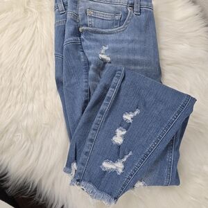 Torrid Medium Blue Straight Leg Jeans with Rips